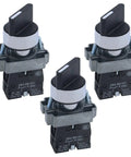 3 Pack ZB2-BE101 2 Position 1NO SPST 22mm Latching Round Top Rotary Selector Switch AC 600V 10A For Industrial Panels