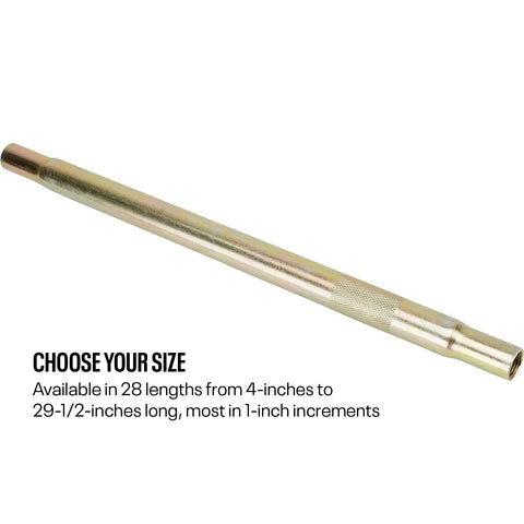Durable Steel Tube For Five Eighth Inch Thread Rod Ends, Seven Eighths Inch Outer Diameter, Thirteen Inch Length, Zinc Plated For Corrosion Resistance, Dual Right Hand And Left Hand Threads For Quick Length Adjust, Knurled Grip For Easy Spinning.