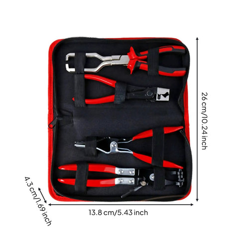 Top Notch Hose Clamp Pliers Set For Car Repair Pros, Heavy Duty Alloy Clamp Remover With Grip Handles And Carry Bag For Home Garage And Auto Work, Totally Cool Tool Kit, 26 cm case