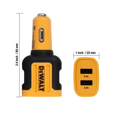 Fast Charging Dual USB Car Charger Adapter 24W Cigarette Lighter USB A Ports Two Port Auto Charger For iPhone Android Size Shown