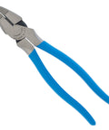 Workhorse Linemen's Pliers With High Leverage Side Cutting 8.5 Inch Precision Knife And Anvil Cutting Edge blue handles