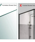Comparison of frameless and framed shower doors, suitable for Over The Door Stainless Steel Shower Hooks Set, Rustproof.
