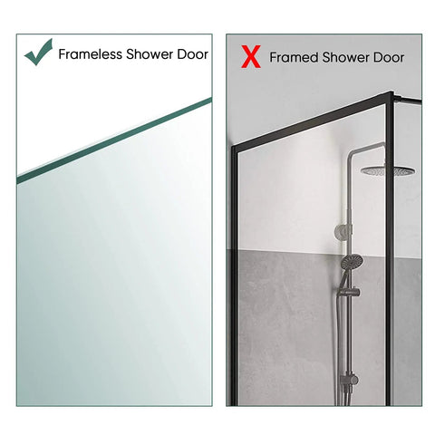 Comparison of frameless and framed shower doors, suitable for Over The Door Stainless Steel Shower Hooks Set, Rustproof.