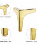 Replacement T Shaped Carbon Steel Furniture Legs Set with mounting plate and footpad details