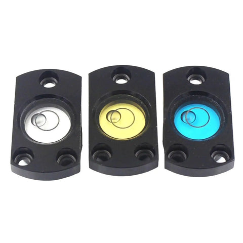 Alien Horizontal Spirit Bubble Level L 37mm Embedded Metal Flange Leveling Blister with yellow, blue, and clear bubbles.