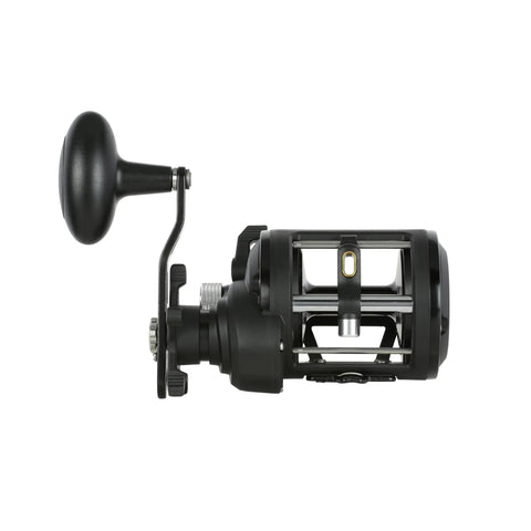 Rival Level Wind Conventional Fishing Reel Size 30 Packing Badass Heavy Graphite Frame And Corrosion Resistant Brass Gears with handle view.