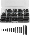 Open box displaying 390 Pieces 13 Kinds M1.5 M2 M2.5 M3 M4 M5 M6 Steel Split Dowel Roll Pins Kit, anti-corrosion carbon steel.