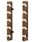 Deluxe Rustic Burnt Solid Wood Fishing Rod Holder, Wall Or Ceiling Mount Rack That Holds Five Rods, Heavy Duty Pole Storage Organizer