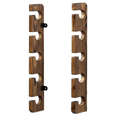 Deluxe Rustic Burnt Solid Wood Fishing Rod Holder, Wall Or Ceiling Mount Rack That Holds Five Rods, Heavy Duty Pole Storage Organizer