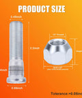 Heavy Duty Wheel Stud Kit For Trailer Axles 2000 LB To 3500 LB 10 Pack With 1/2-20 UNF Thread dimensions illustration