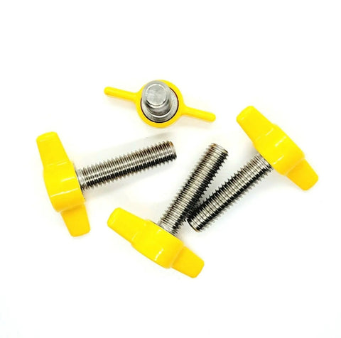 Three Eighths Inch Thumb Screw T Bolts With Yellow Tee Wing Plastic Clamping Knob And 304 Stainless Steel Rust Proof Coarse Thread