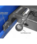 Close-up of nylon rollers and lock release lever on Heavy Duty Air Hydraulic Rolling Jack With 7000 Lb Capacity And Ultra Low Profile For Smooth Vehicle Access Tank Built ALI Certified Double Screw Up Adapters Included.