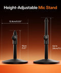 Height-adjustable mic stand compatible with Hybrid Wireless Podcast Microphone With USB And XLR For PC Mac Phone Tablet