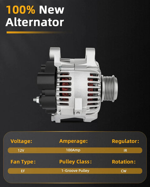 Drop In Ready Alternator For Hyundai Sonata 2010 2013 And Kia Optima 2011 2013 12V 100Amp Chrome Finish 1 Groove Pulley CW