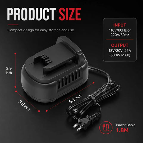 Hella Solid 500W AC To DC Converter Compatible With Milwaukee M18 Cordless Tools 120V To 18V Power Supply Adapter with power cable.
