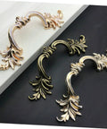 Zinc Alloy Door Handle And Drawer Pulls With 64mm Hole Spacing In European Style Antique Bronze Finish, floral design
