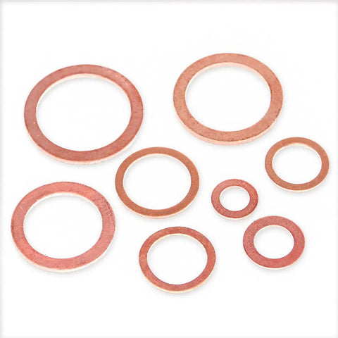 Copper Metric Sealing Washer Set, 165 Pcs, 8 Sizes Flat Washers Kit for Electrical Connections Including M6 M8 M10 M12 M14 M16 M18 M20