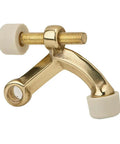 Flush Mount Hinge Pin Door Stop Featuring Durable Bright Brass Finish And Heavy Duty Rubber Bumper shown from the side, highlighting the construction.