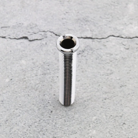 Rock Solid 70mm Chrome Plated Brass Extended Bolt Screw for Kitchen Sink Basket Strainer Plug, top view on surface.