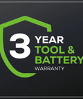 3 year tool and battery warranty graphic for 40V 20 Inch Brushless Cordless Lawn Mower With 4Ah Battery And Charger