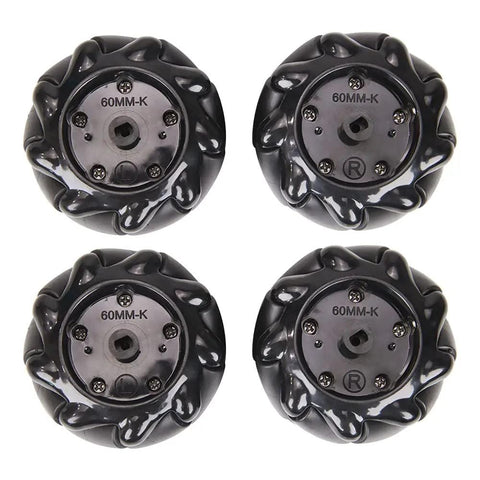 Omni Directional Mecanum Wheel Set 60mm High Hardness Plastic Wheels for DIY Robotic Car Projects with Quiet Operation