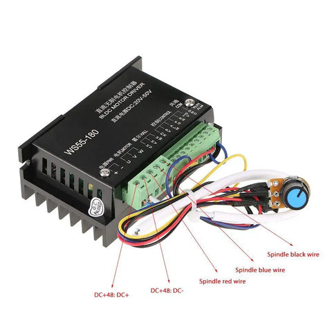 Brushless Spindle BLDC Motor Driver For CNC Speed Controller with wires and external potentiometer WS55-180 model