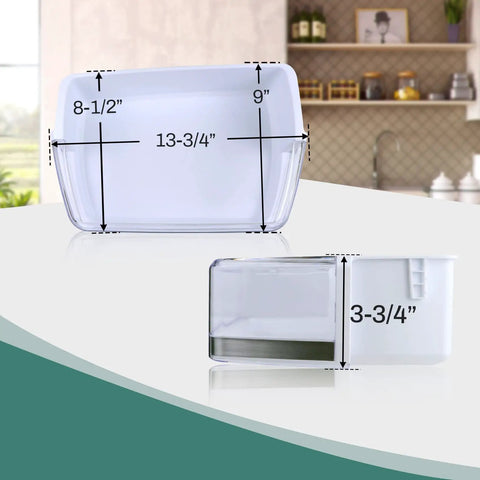 Right Side Refrigerator Door Bin Shelf Replacement for RF4287 RF4289 with size dimensions and clear material