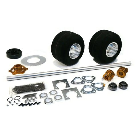 40 Inch Shaft Kit For Drift Trike Bikes With 3 Key Stocks 6x80 And 420 Chain Upgrade components including wheels, shaft, and hardware