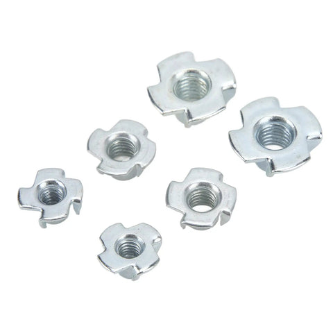 110 Piece Pronged Tee Nuts Set Three Eighths Inch Size Galvanized Steel Rustproof T Nuts for Wood and wet environments