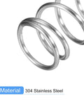 Close-up of Five Piece 304 Stainless Steel Compression Spring Set With 9mm Outer Diameter And 0.6mm Wire, 15mm Free Length, Silver Tone