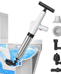 Heavy Duty Toilet Plunger With Air Pressure Boost Workhorse Clog Remover set with attachments for sinks and drains