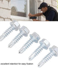 250 Piece M4.2x16mm Self Drilling Screws with External Hex Drive Galvanized Carbon Steel shown with DIY installation scene