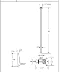 Technical diagram of D105KFH-62 0.625 x 0.375 OD 20In Flat Head Riser Toilet Supply Line Kit details with dimensions.