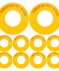 Emergency Stop Sticker Set For Machinery And Generators, Peel And Stick Safety Warning Signs, 10 Pack, 62mm Outer Diameter With 31mm Center Hole