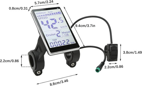 Universal LCD Display Panel For Electric Bicycles And Scooters, Supports 24V 36V 48V And 60V Systems, Waterproof 5 Pin Meter