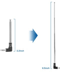 Extendable 3.5mm FM Radio Antenna Telescoping Four Section Steel Aerial that boosts FM reception extended and collapsed view
