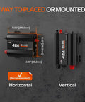 Heavy Duty 12V 40A DC To DC Lithium Battery Charger With Smart Multi Stage Charging dimensions shown in horizontal and vertical position.