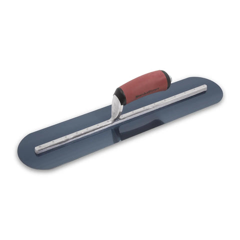 Fully Rounded Concrete Finishing Trowel With Blue Steel Blade And DuraSoft Handle, 20 By 4 Inch, Xtralite Aluminum Alloy Mounting.
