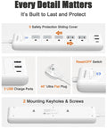 2 Prong To 3 Prong Outlet Adapter Power Strip with 10ft extension cord, 5 AC outlets, 3 USB ports, and polarized plug.