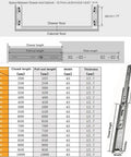 Dimensions and installation guide for Heavy Duty 45mm Drawer Runners With Full Extension Drawer Slides Three Section Steel Ball Bearing Rails Side Mount 32 Inch Metal Runners In Silver Or Black Finish Supports 45 Kg Load Smooth Quiet Operation.