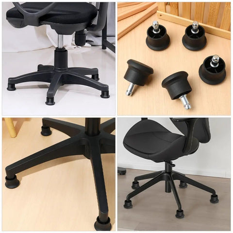 Six Pack Office Chair Glides Furniture Feet For Desk Chairs Black Iron And PP Material Protect Floors And Prevent Sliding