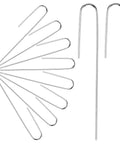 100 Pack Drip Irrigation Staples, J Shape Garden Stakes, 5 Inch Lawn Pins for Securing Half Inch Drip Tubing, Durable Silver Finish
