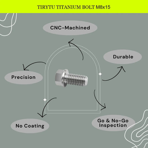 Heavy Duty Flange Hex Titanium Bolts M8 X 15 Millimeter 4 Pack Ultra Lightweight Fasteners with CNC machining and precision design.