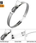 304 Stainless Steel Duct Clamps 20 Pack Adjustable Hose Clamps For Air Ducting 3.5 To 4.5 Inch Range with buckle design