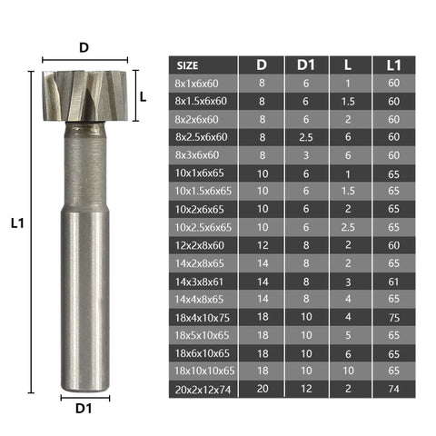 ALEYHA T-slot milling cutter, HSS end mill for CNC, silver metal, 18x4x10x75L