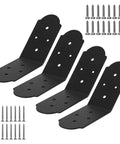 Inside Mount 45 Degree Angle Bracket Heavy Duty Carbon Steel Tie Plate Connector For Wood Post And Beam Desk Edge Box Pergola Gazebo DIY Kit 6x5x3 Inch 4 Pack, shown with screws