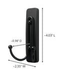 Damage Free Wall Hanger Set With Adhesive Strips Matte Black Double Hooks No Tools Needed Holds Up To 4 Lbs Easy Peel And Stick Install Perfect For Home Decor Cabinets And Doors Without Holes shown with dimensions