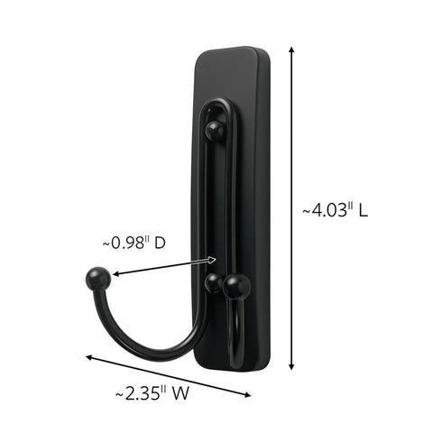 Damage Free Wall Hook Set With Adhesive Strips Large Matte Black Double Hook Holds Up To Four Pounds No Tools Needed