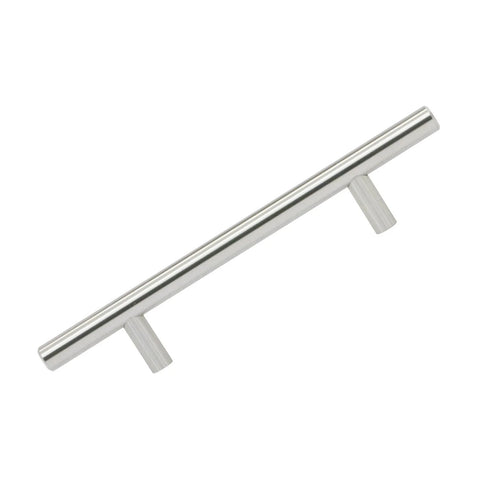 10 Pack Modern Bar Style Brushed Nickel Cabinet Pulls With 4-1/4 Inch Hole Centers And 7-13/32 Inch Overall Length 188mm Includes 1 Inch Mounting Screws For Kitchen Cabinets Vanity Dresser And Furniture, single handle front view