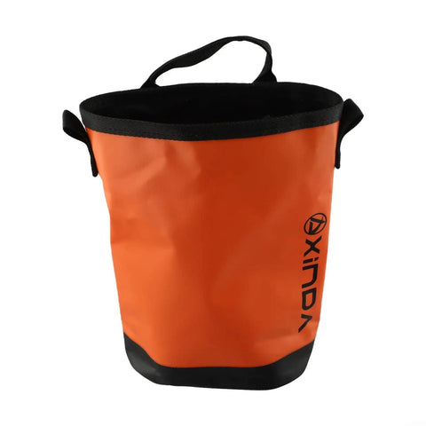 Orange All In One Rock Climbing Tool Bag With Adjustable Waist Belt Dual Side Strap Rings 5L Water Resistant Pouch Rope Drawer